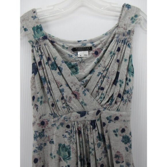 Peruvian Connection Dress Medium Wrap Flare Floral Stretch Belted - Picture 2 of 10